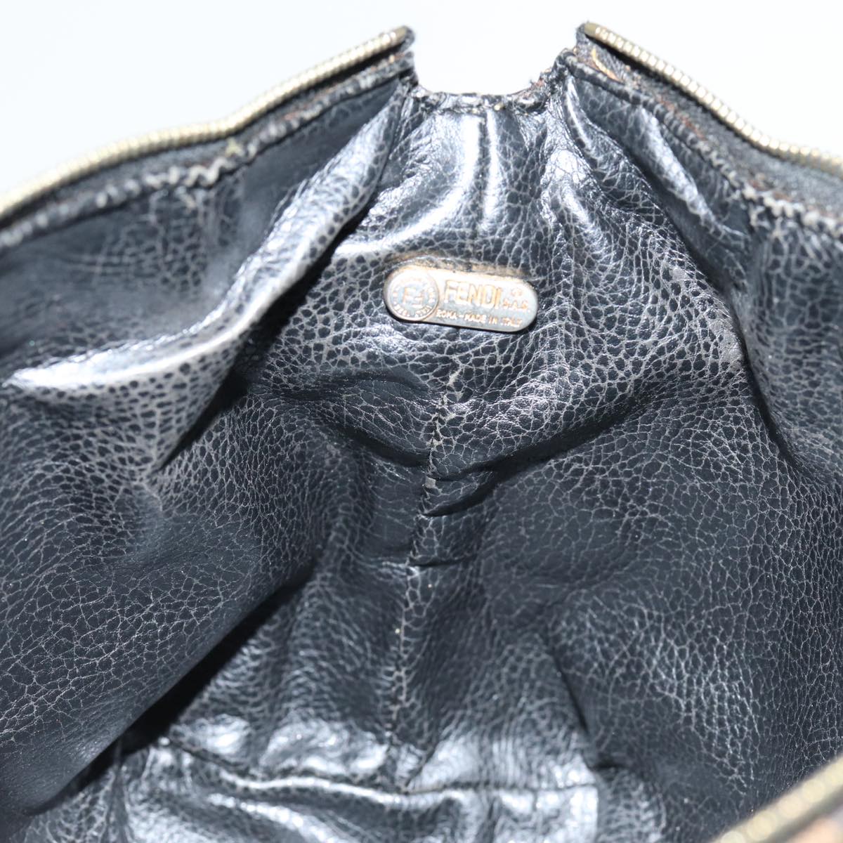 FENDI Zucca Canvas Vanity Pouch Brown Black gold86430