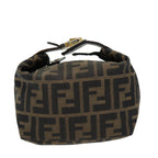 FENDI Zucca Canvas Vanity Pouch Brown Black gold86430
