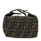 FENDI Zucca Canvas Vanity Pouch Brown Black gold86430