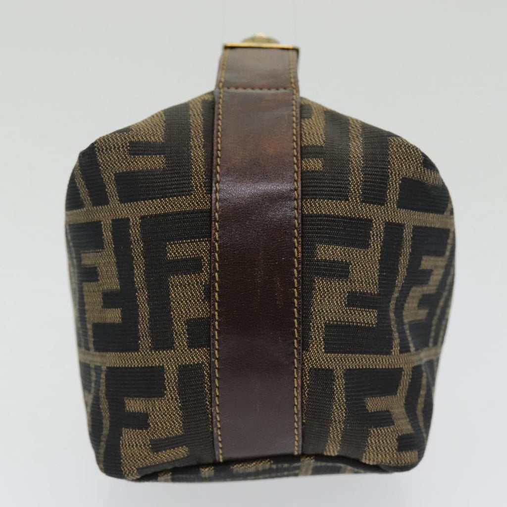 FENDI Zucca Canvas Vanity Pouch Brown Black gold86430