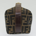 FENDI Zucca Canvas Vanity Pouch Brown Black gold86430