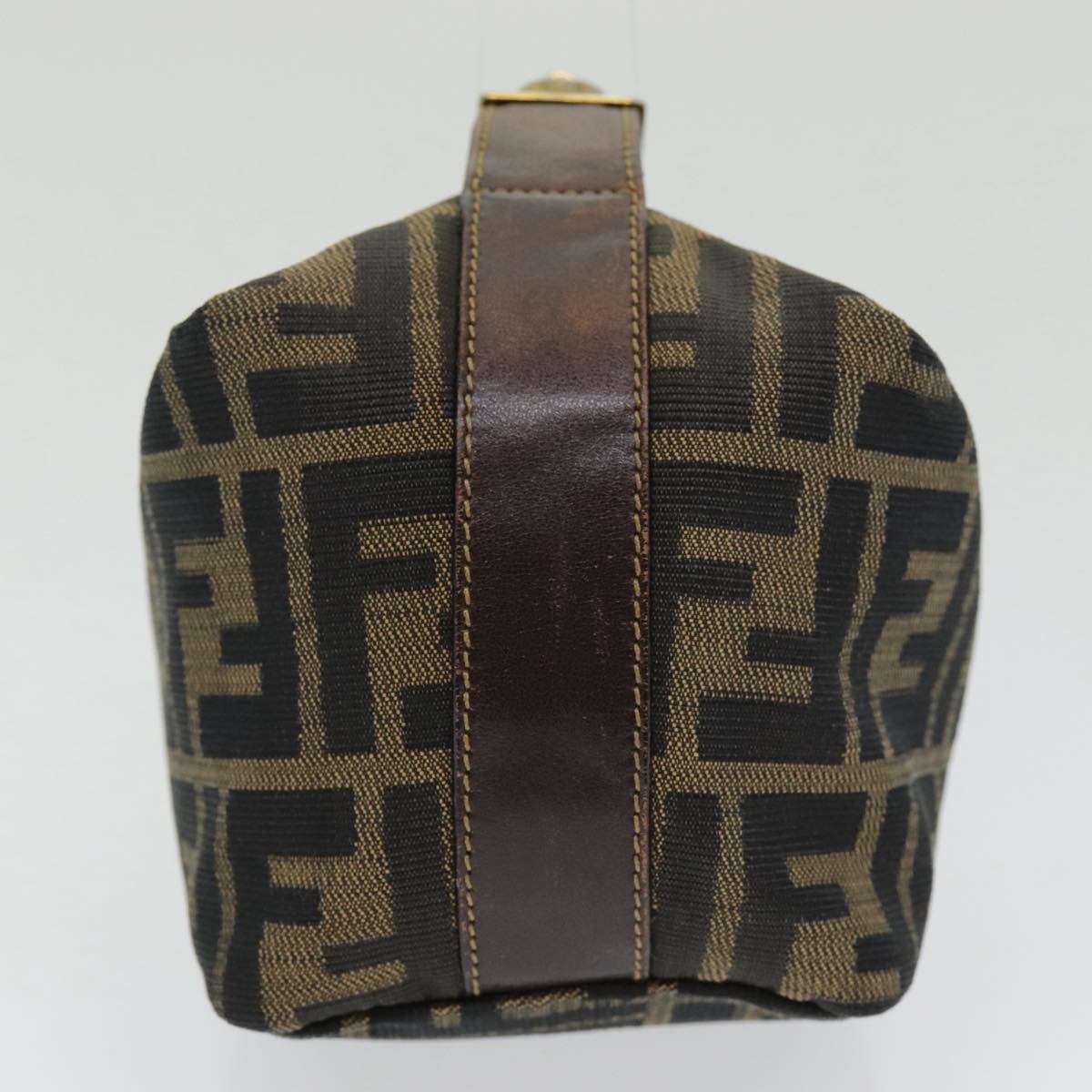 FENDI Zucca Canvas Vanity Pouch Brown Black gold86430