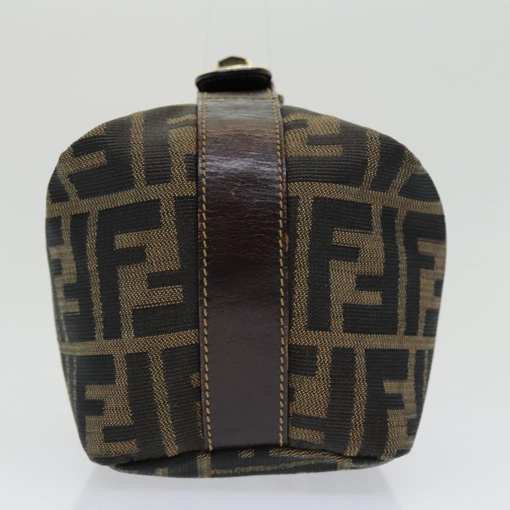 FENDI Zucca Canvas Vanity Pouch Brown Black gold86430