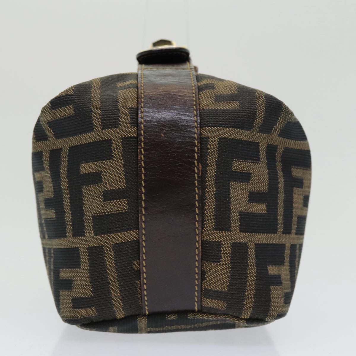 FENDI Zucca Canvas Vanity Pouch Brown Black gold86430