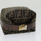 FENDI Zucca Canvas Vanity Pouch Brown Black gold86430