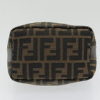 FENDI Zucca Canvas Vanity Pouch Brown Black gold86430