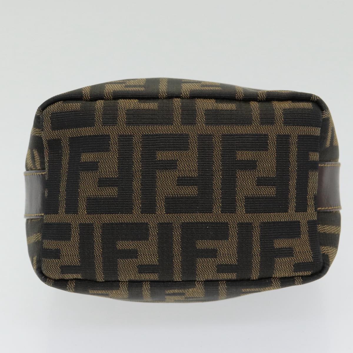 FENDI Zucca Canvas Vanity Pouch Brown Black gold86430