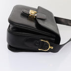 CELINE Shoulder Bag Leather Gold Black Auth 86434