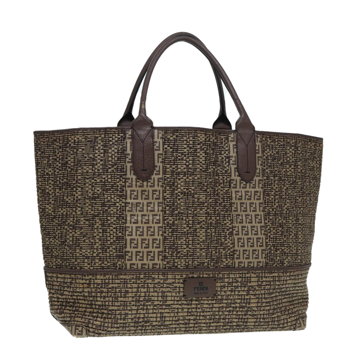 FENDI Zucchino Canvas Hand Bag Brown86480