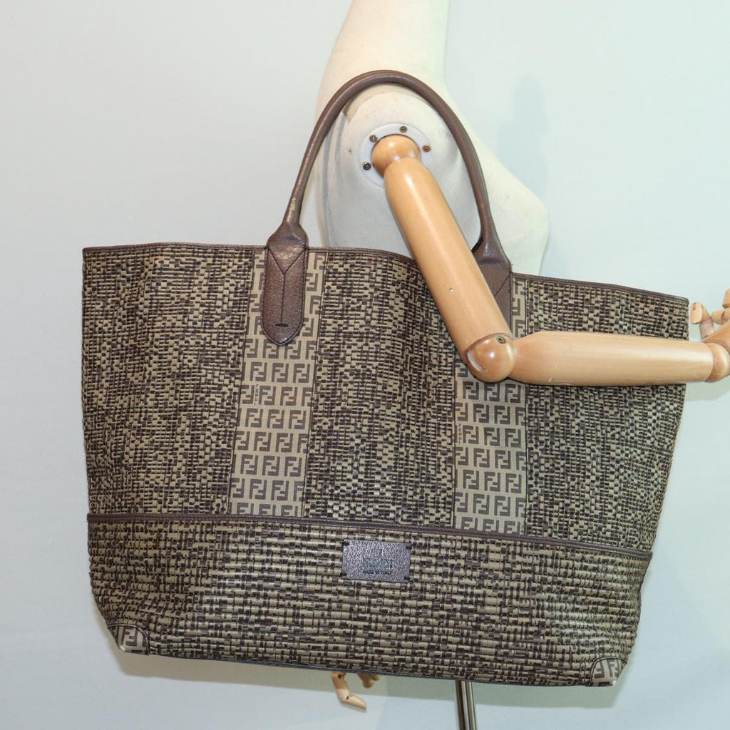 FENDI Zucchino Canvas Hand Bag Brown86480