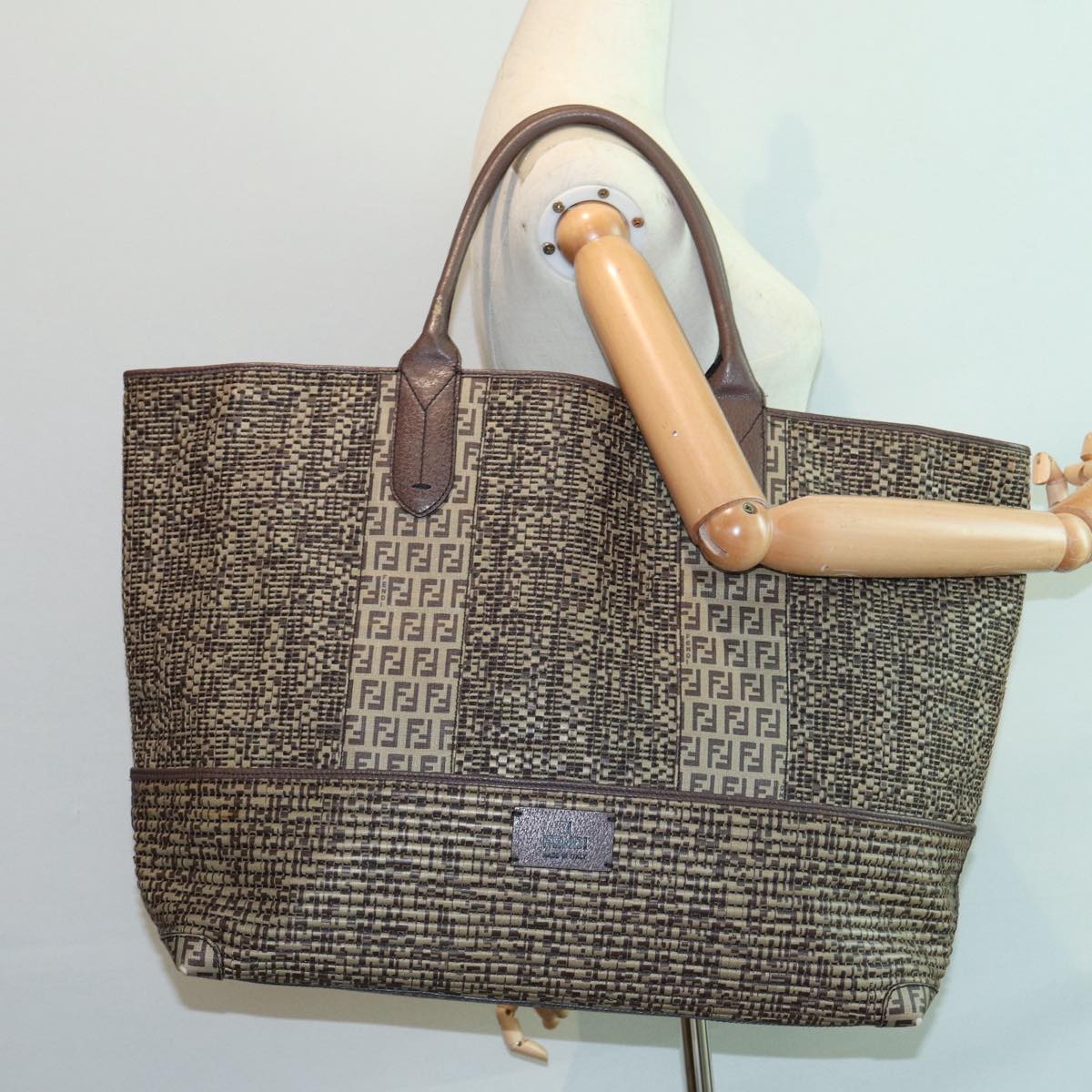 FENDI Zucchino Canvas Hand Bag Brown86480