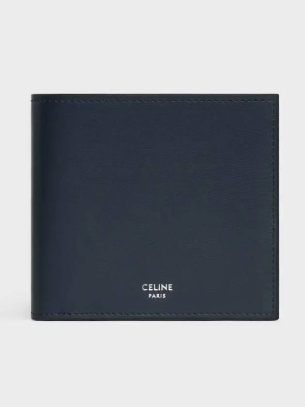 CELINE Bifold Triomphe Calfskin Half Wallet Blue Sacre