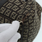 FENDI Zucchino Canvas Mamma Shoulder Bag Brown Black Silver86710