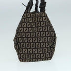 FENDI Zucchino Canvas Mamma Shoulder Bag Brown Black Silver86710