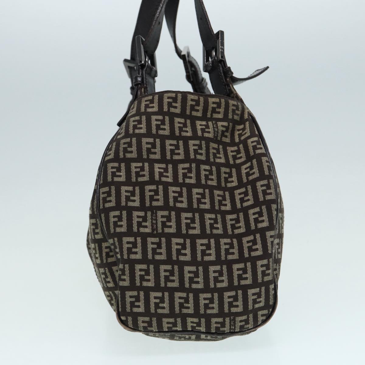 FENDI Zucchino Canvas Mamma Shoulder Bag Brown Black Silver86710
