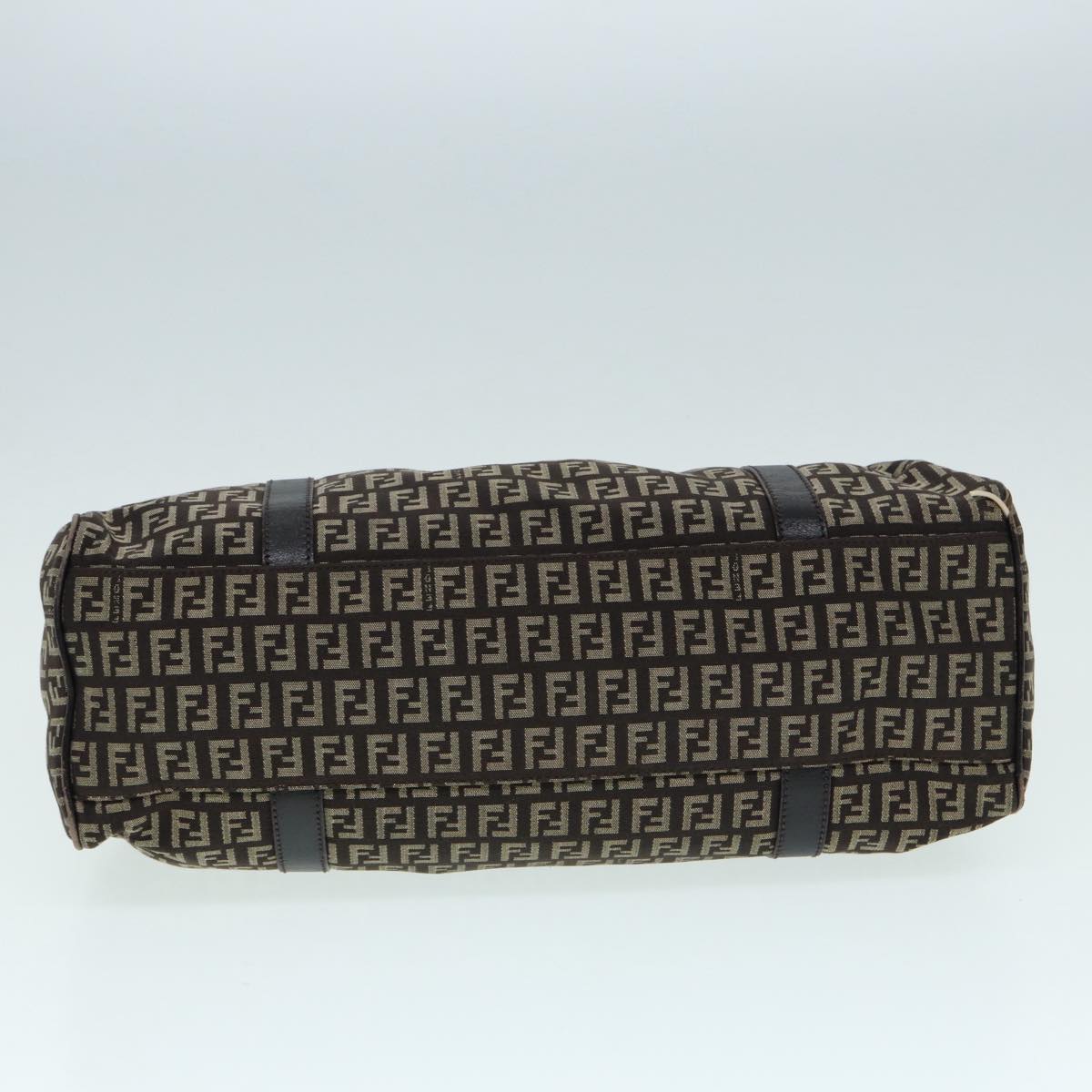 FENDI Zucchino Canvas Mamma Shoulder Bag Brown Black Silver86710