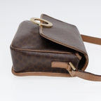 CELINE Macadam Canvas Shoulder Bag PVC Leather Brown Gold Auth 86834
