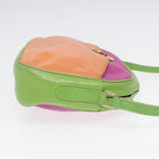 CELINE Shoulder Bag Leather Pink Green gold Auth 86839