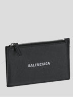 Balenciaga Logo Print Cash Card Wallet Black
