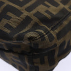 FENDI Zucca Canvas Hand Bag Brown Black Silver86924