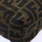 FENDI Zucca Canvas Hand Bag Brown Black Silver86924
