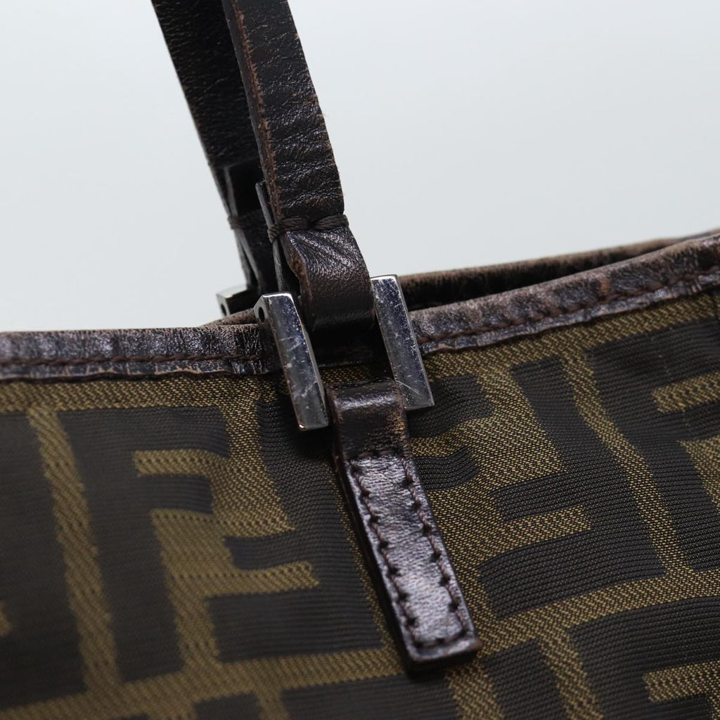 FENDI Zucca Canvas Hand Bag Brown Black Silver86924