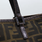 FENDI Zucca Canvas Hand Bag Brown Black Silver86924