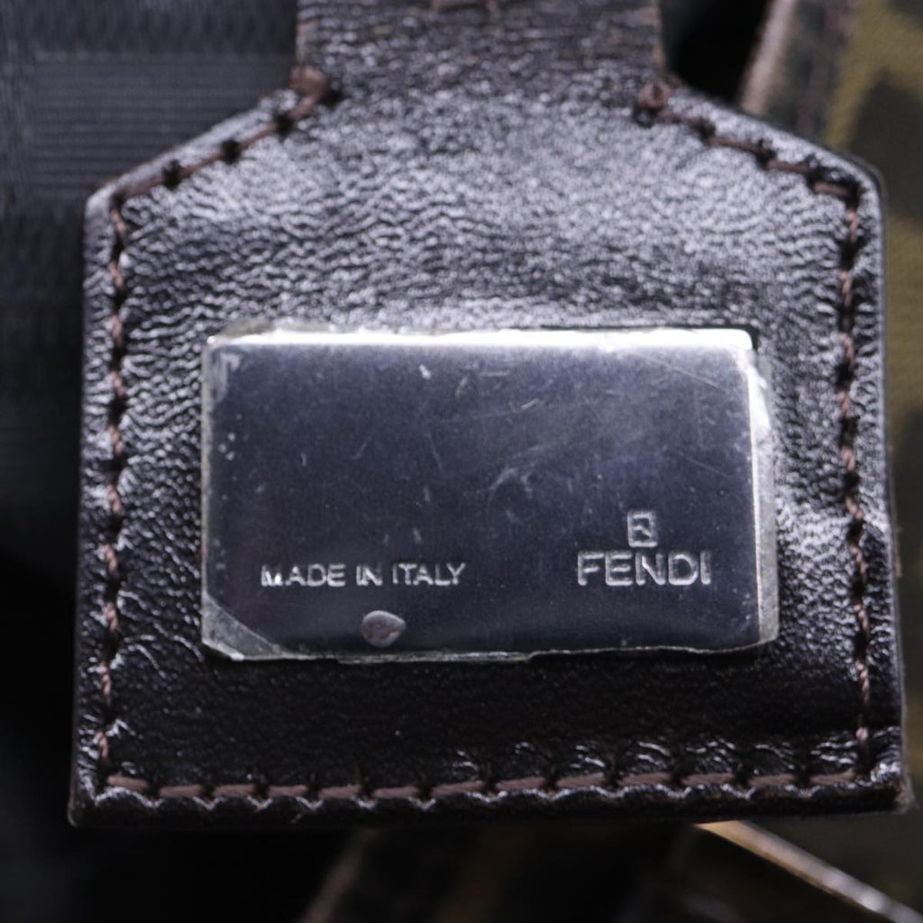 FENDI Zucca Canvas Hand Bag Brown Black Silver86924