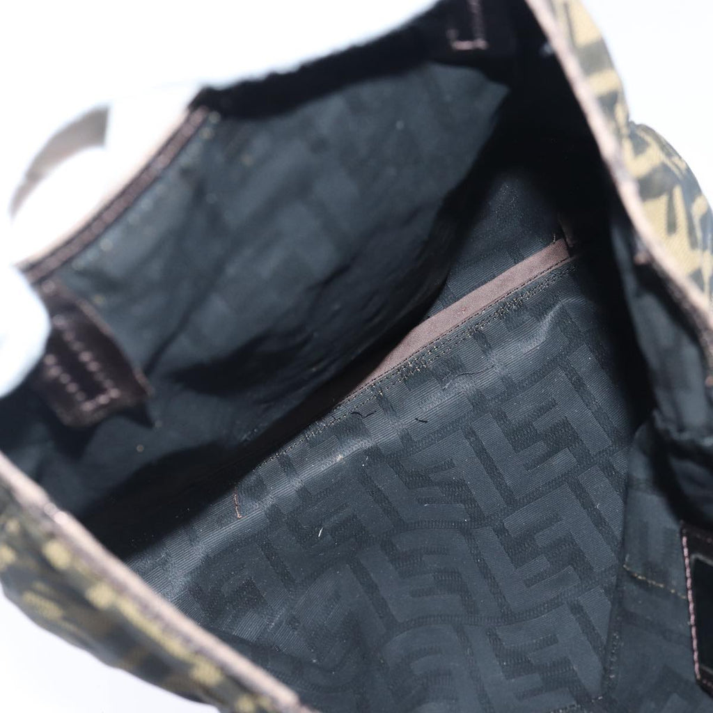 FENDI Zucca Canvas Hand Bag Brown Black Silver86924