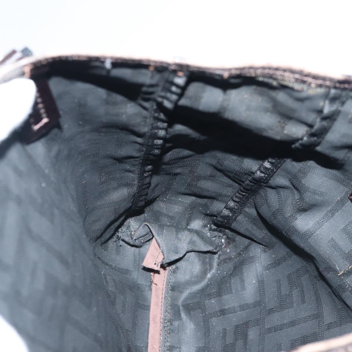 FENDI Zucca Canvas Hand Bag Brown Black Silver86924