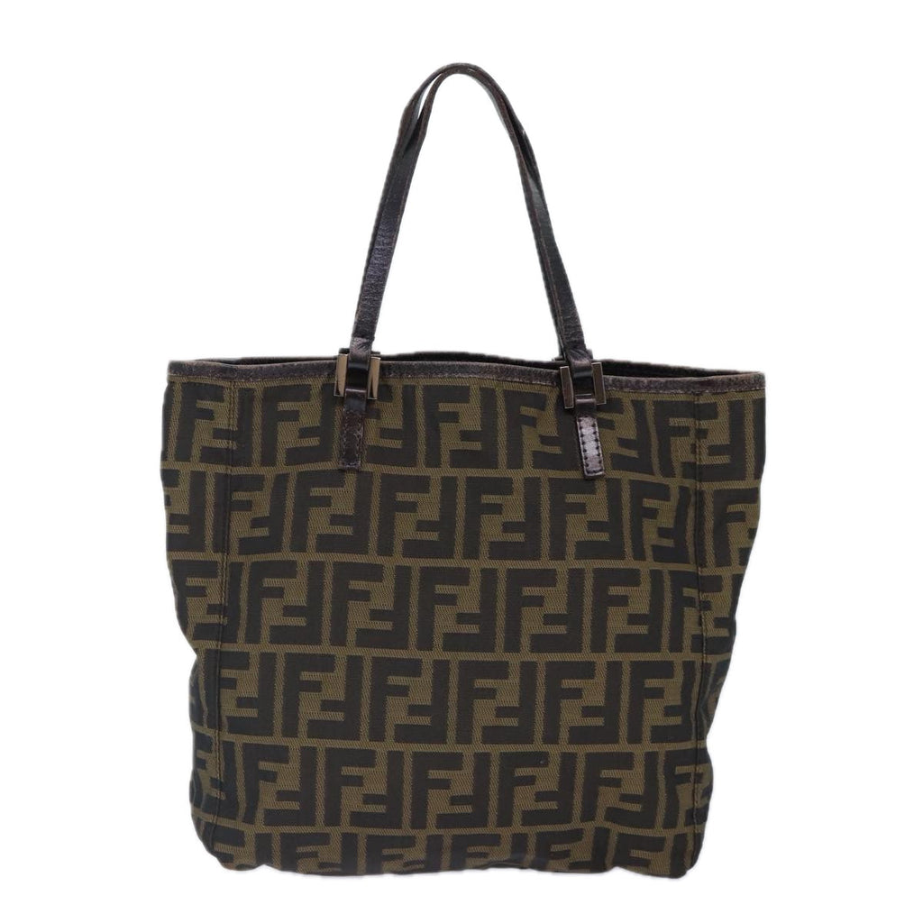FENDI Zucca Canvas Hand Bag Brown Black Silver86924