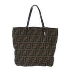 FENDI Zucca Canvas Hand Bag Brown Black Silver86924