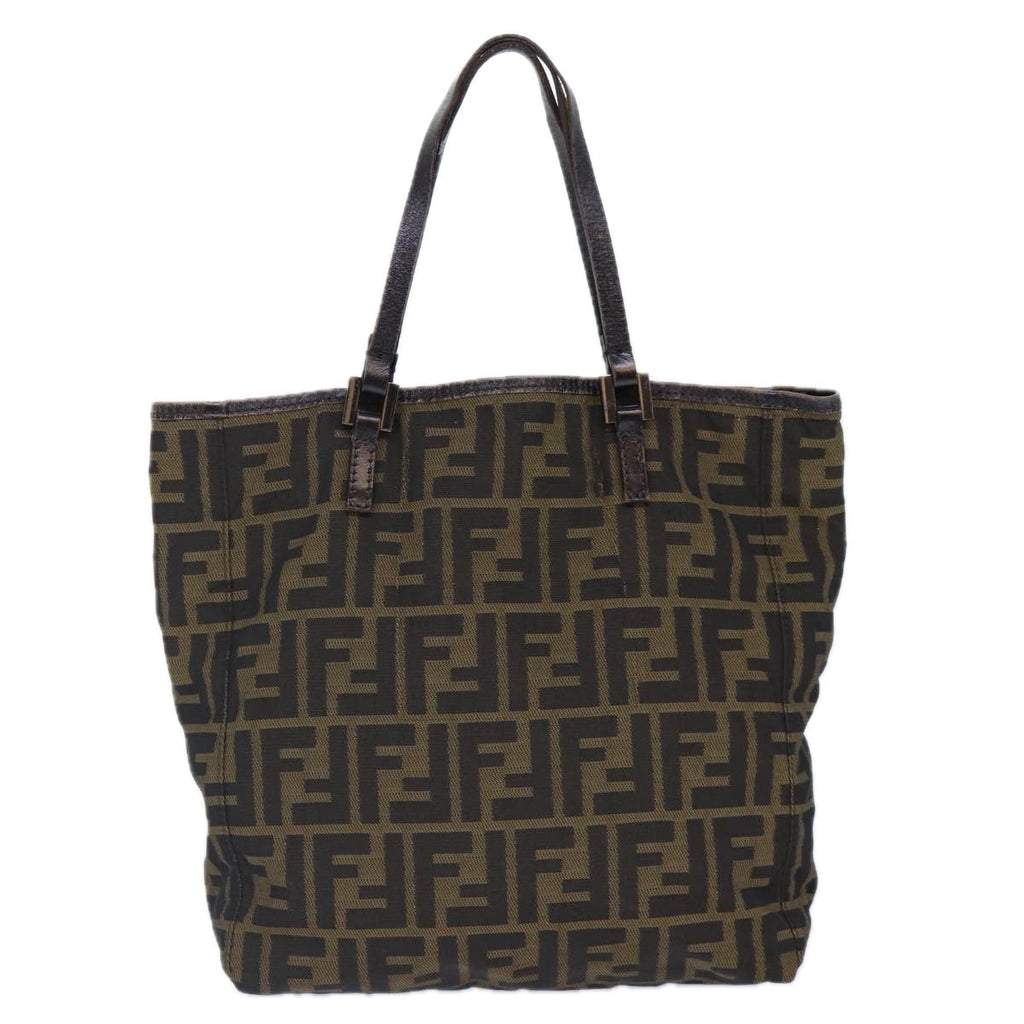 FENDI Zucca Canvas Hand Bag Brown Black Silver86924