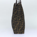 FENDI Zucca Canvas Hand Bag Brown Black Silver86924