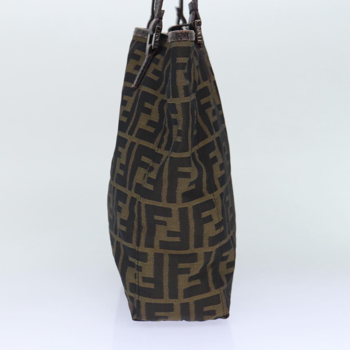 FENDI Zucca Canvas Hand Bag Brown Black Silver86924