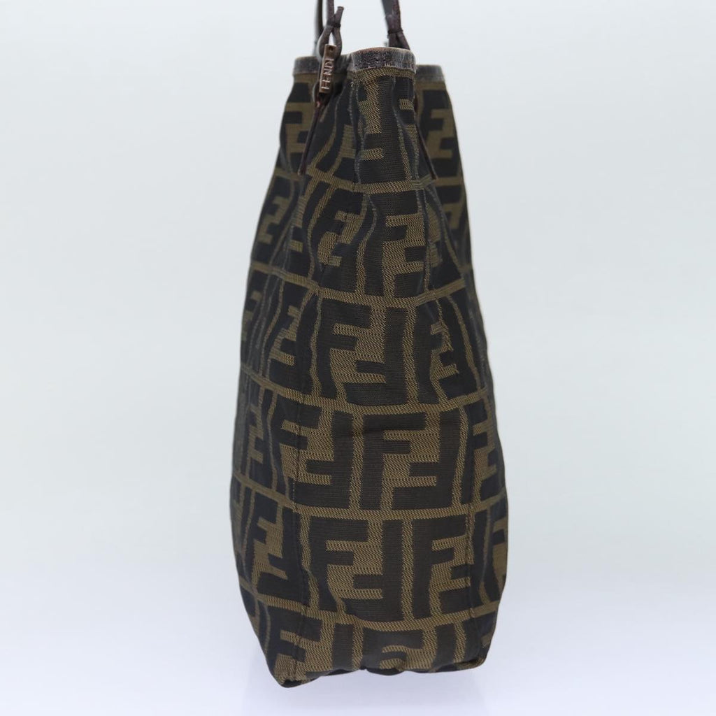 FENDI Zucca Canvas Hand Bag Brown Black Silver86924