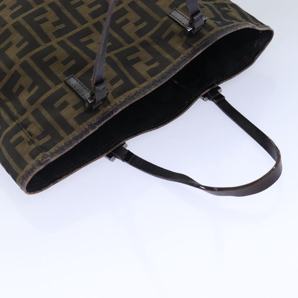 FENDI Zucca Canvas Hand Bag Brown Black Silver86924