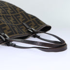 FENDI Zucca Canvas Hand Bag Brown Black Silver86924