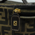 FENDI Zucca Canvas Vanity Pouch Brown Black gold86934