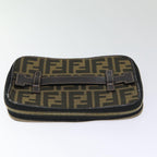 FENDI Zucca Canvas Vanity Pouch Brown Black gold86934