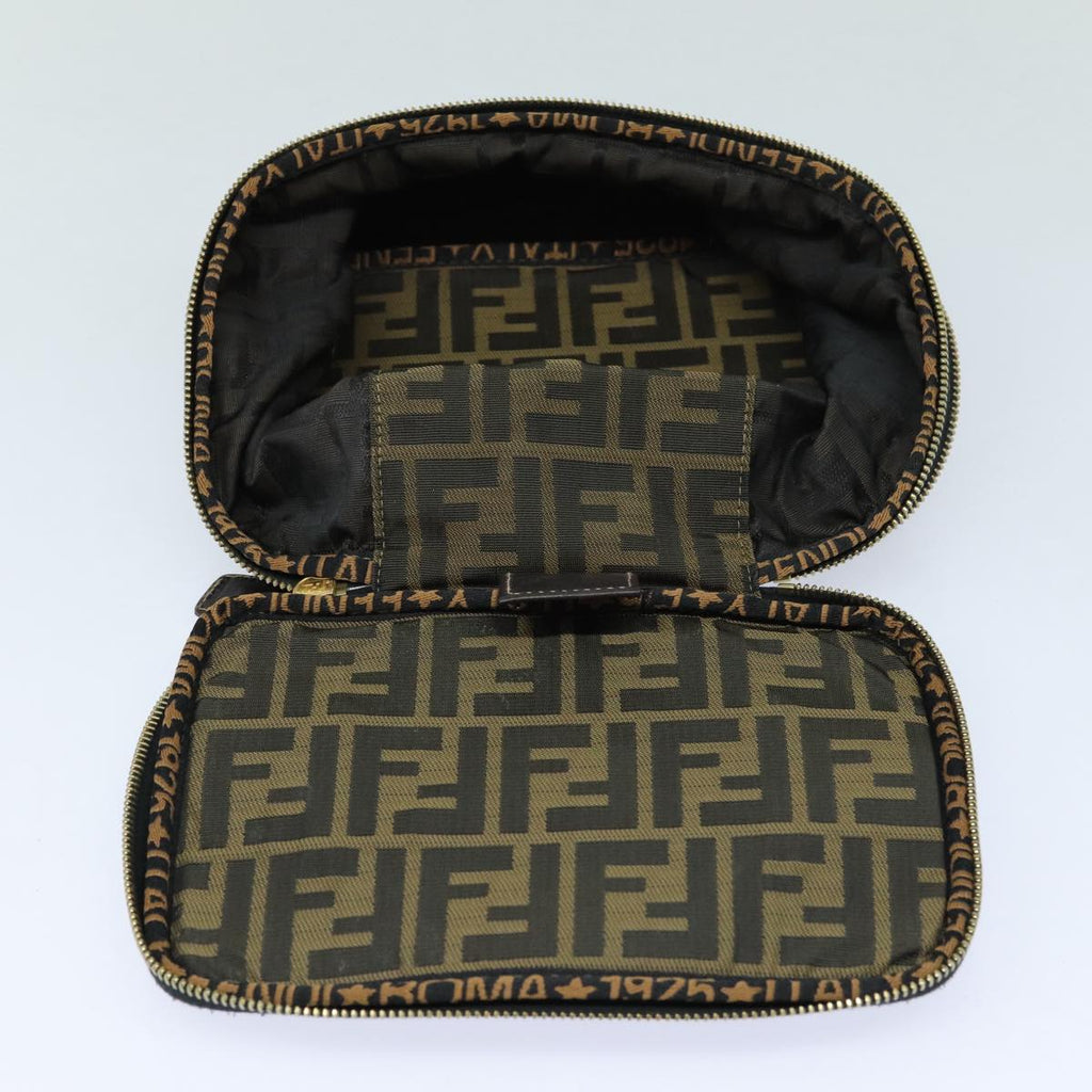 FENDI Zucca Canvas Vanity Pouch Brown Black gold86934