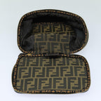 FENDI Zucca Canvas Vanity Pouch Brown Black gold86934