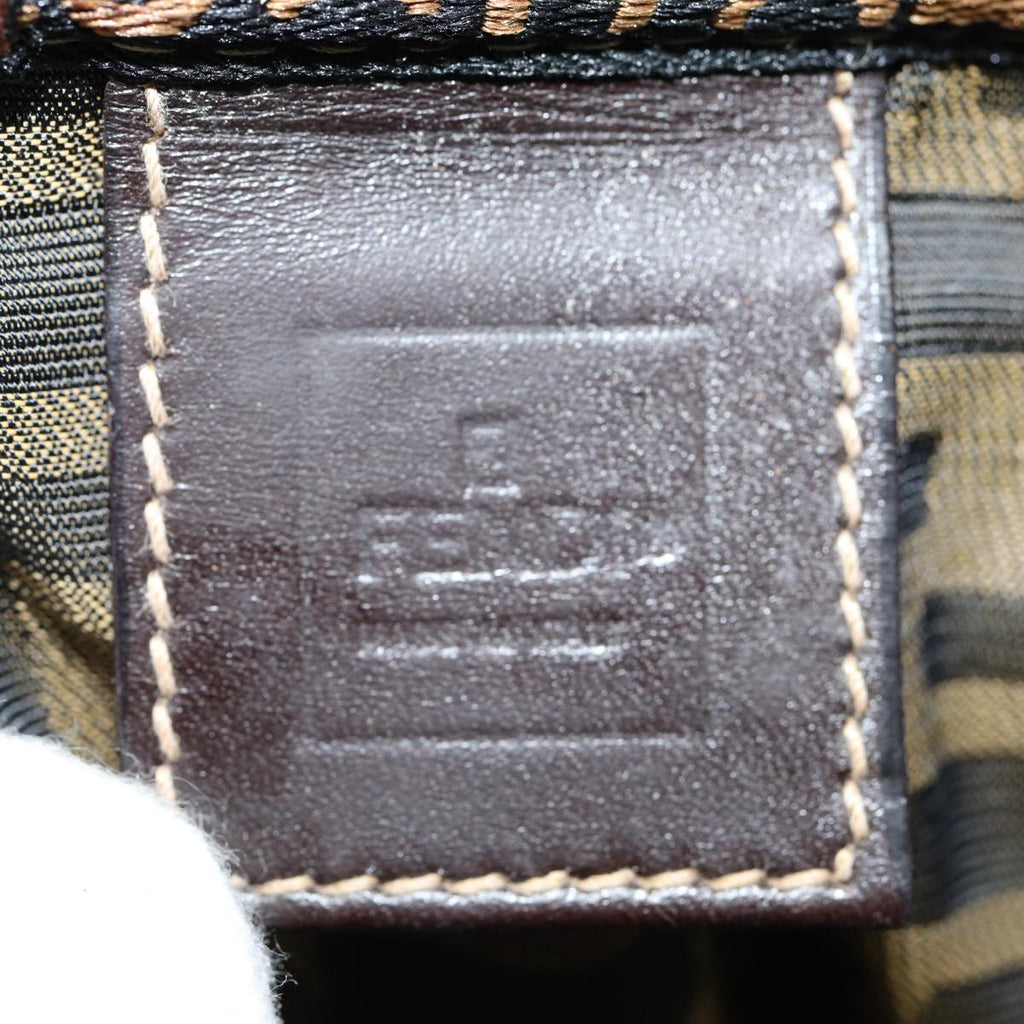 FENDI Zucca Canvas Vanity Pouch Brown Black gold86934