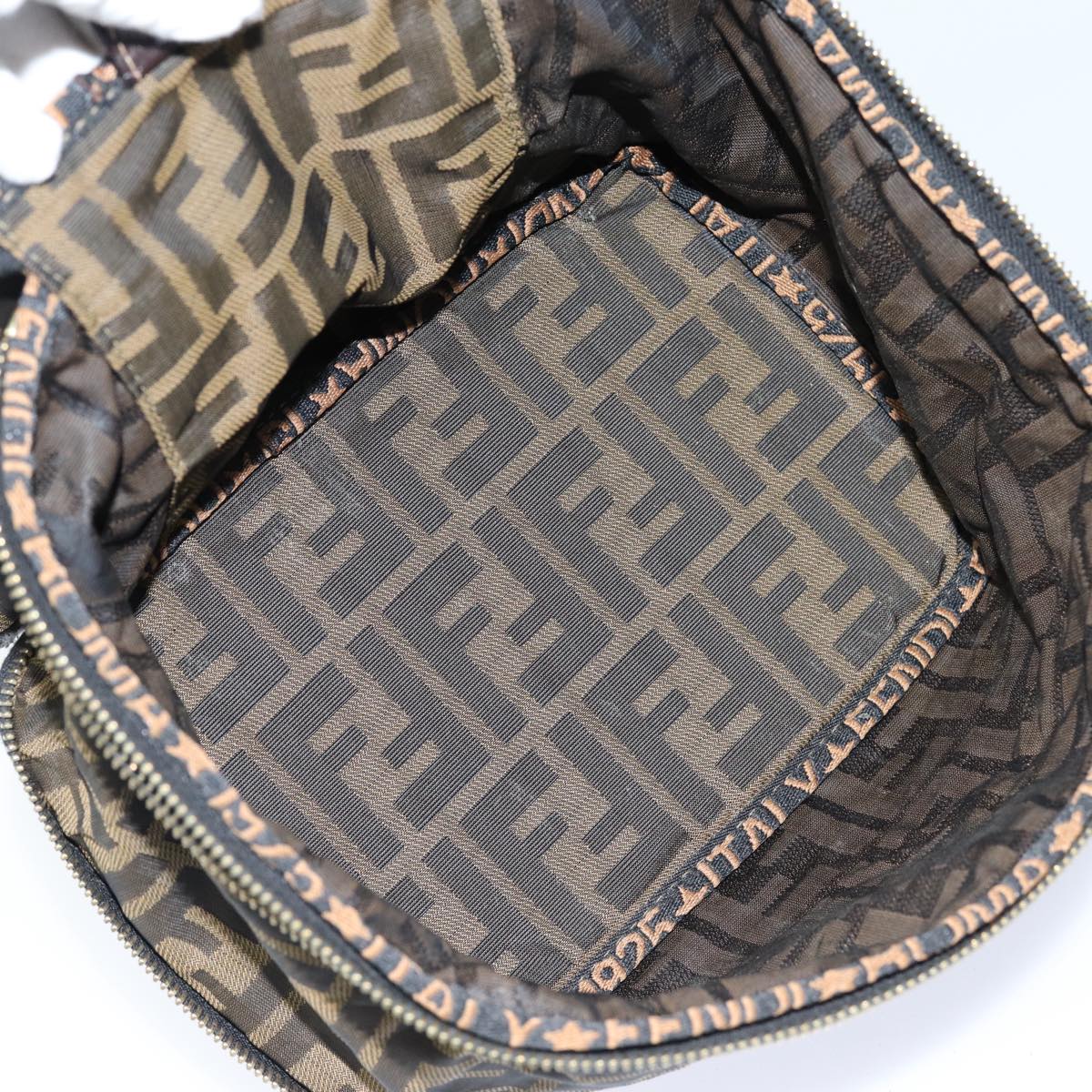 FENDI Zucca Canvas Vanity Pouch Brown Black gold86934