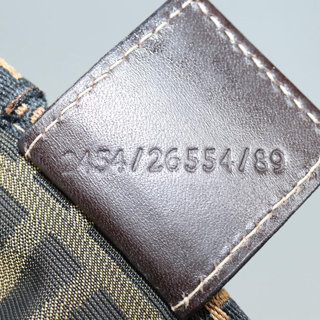 FENDI Zucca Canvas Vanity Pouch Brown Black gold86934