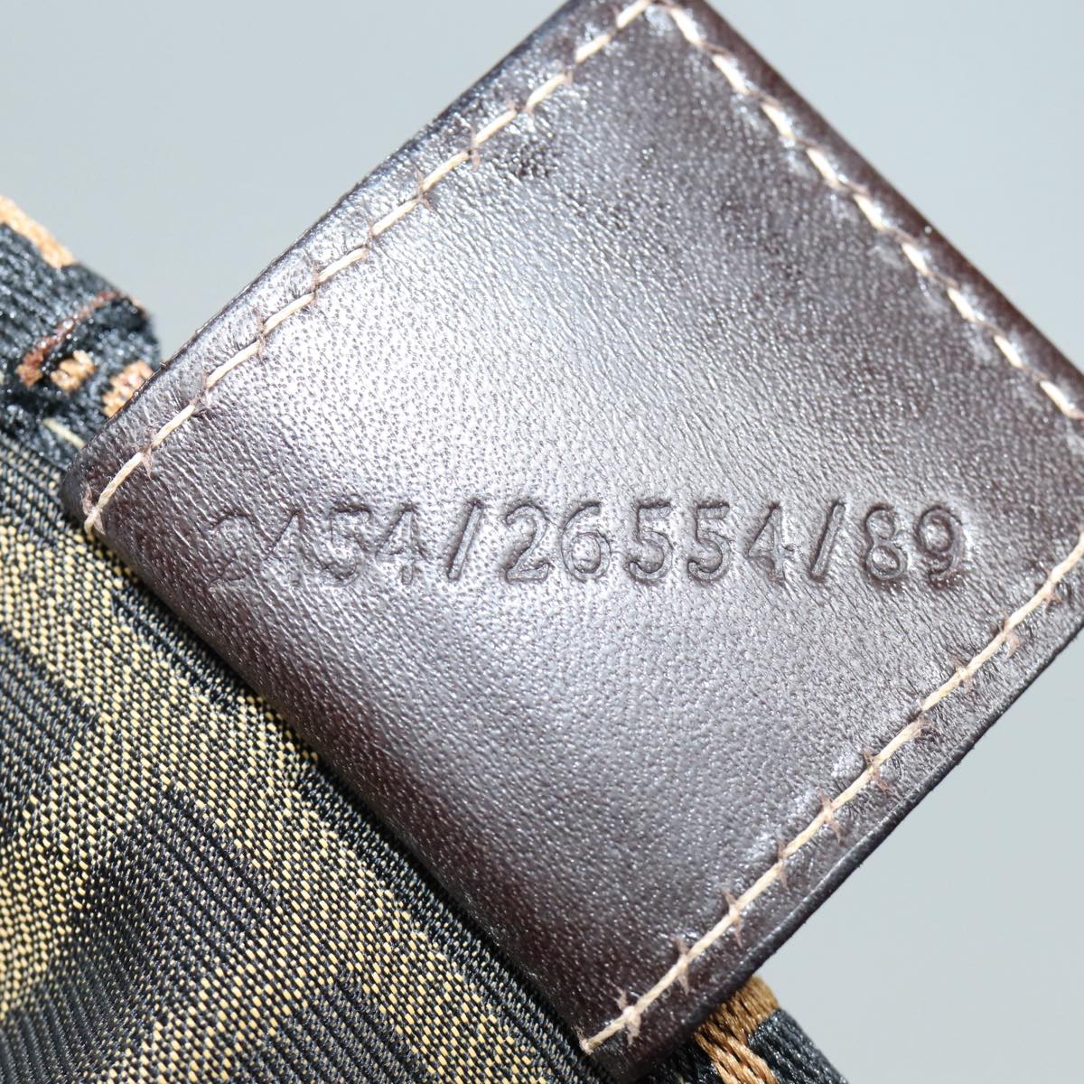 FENDI Zucca Canvas Vanity Pouch Brown Black gold86934