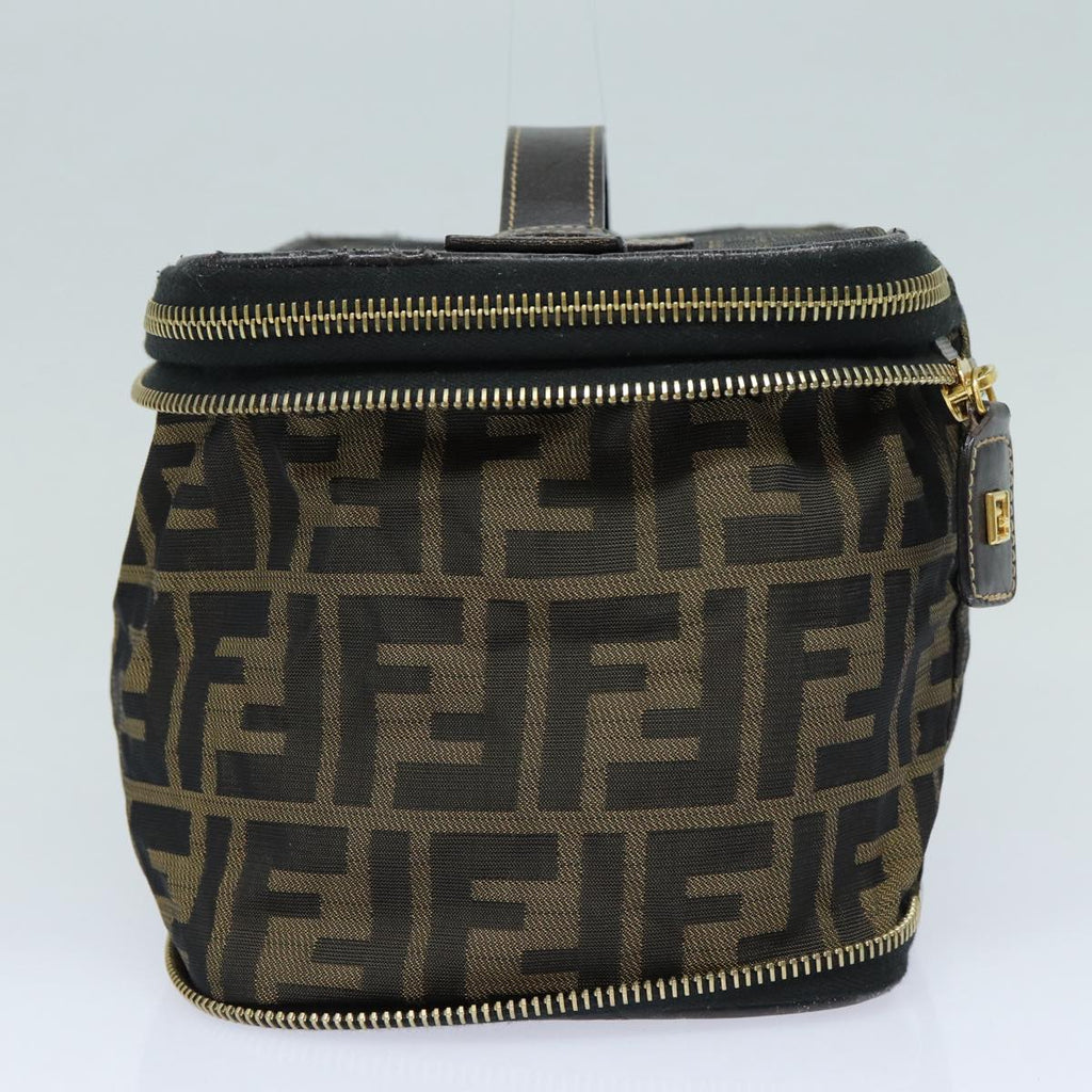 FENDI Zucca Canvas Vanity Pouch Brown Black gold86934