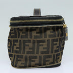FENDI Zucca Canvas Vanity Pouch Brown Black gold86934