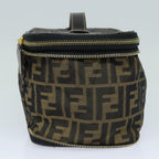 FENDI Zucca Canvas Vanity Pouch Brown Black gold86934