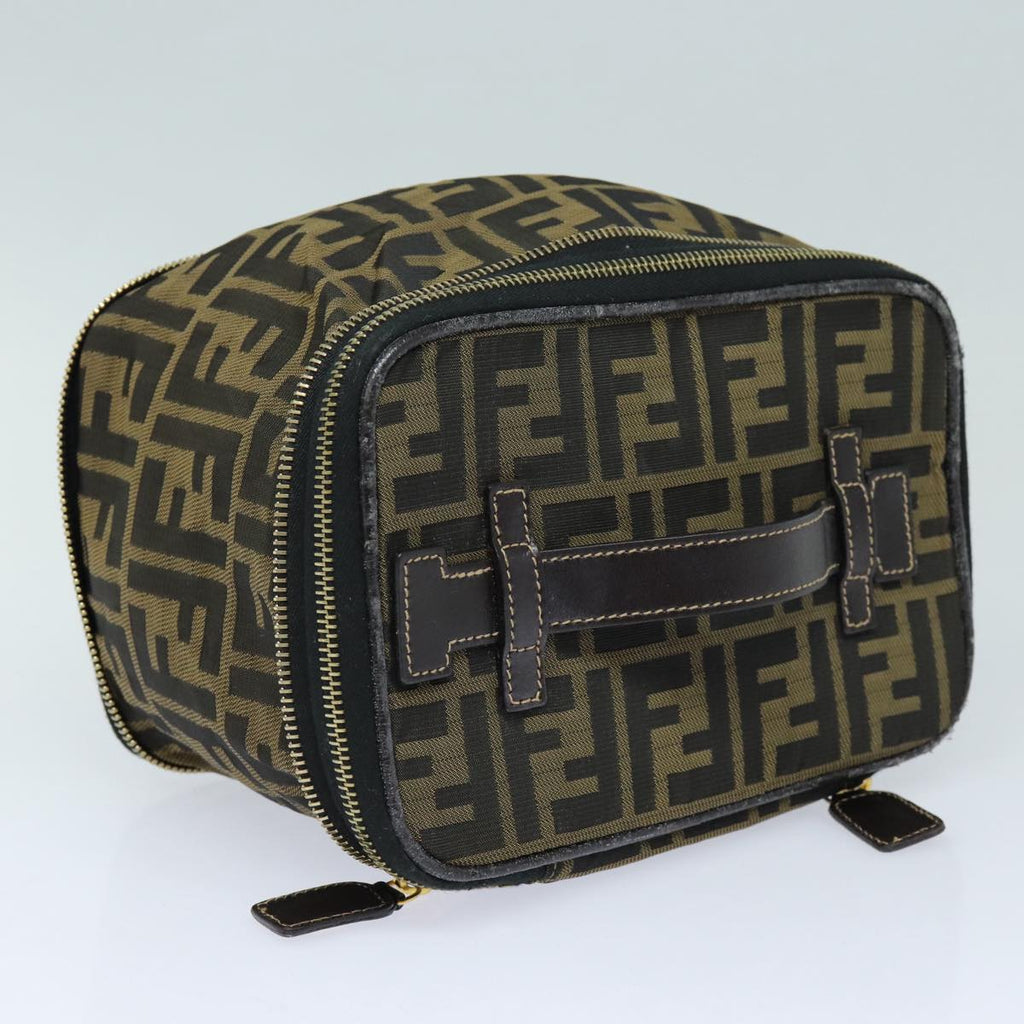 FENDI Zucca Canvas Vanity Pouch Brown Black gold86934